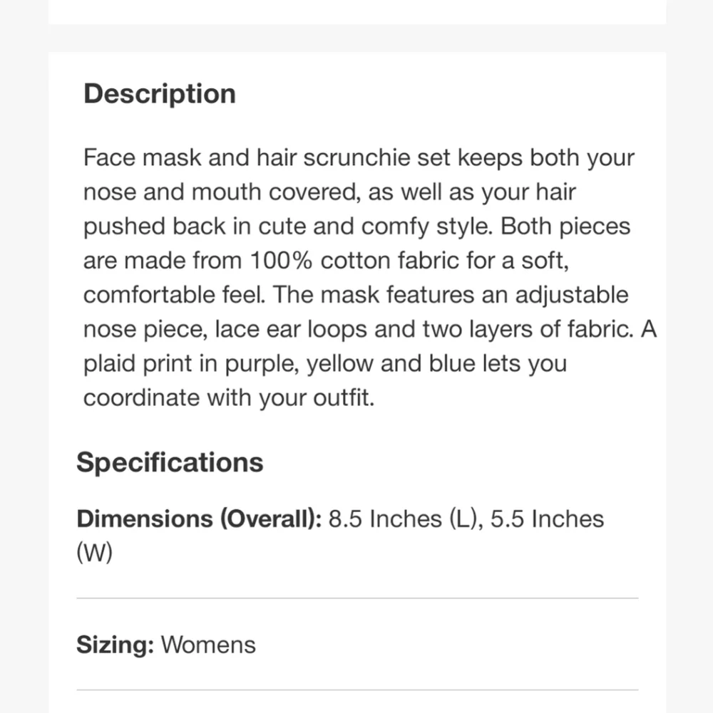 3/$15 Wild Fable Fabric Mask & Matching Hair Tie